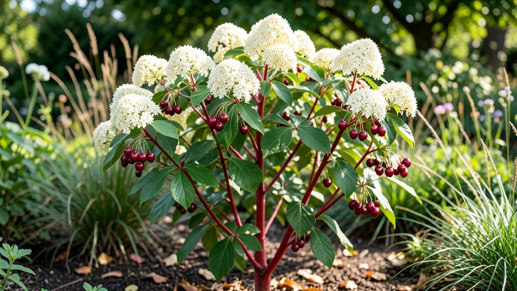 Tree Red Berries White Flowers: Vibrant Shrub for Season-Long Color Drama