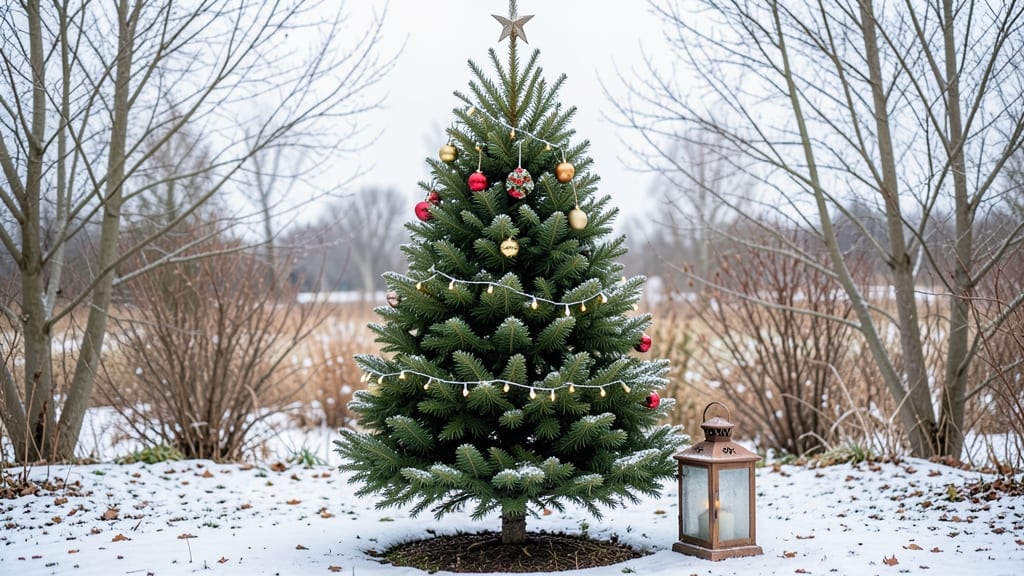 Christmas Tree Outside House: Year-Long Focal Point With Evergreen Drama