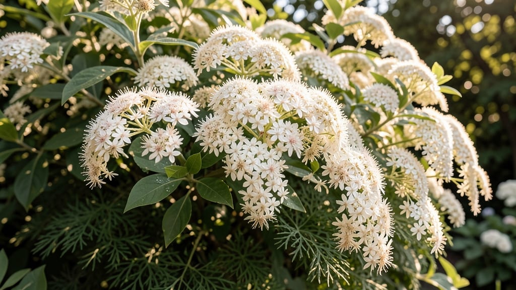 Deutzia Bush with Delicate White Flower Sprays
