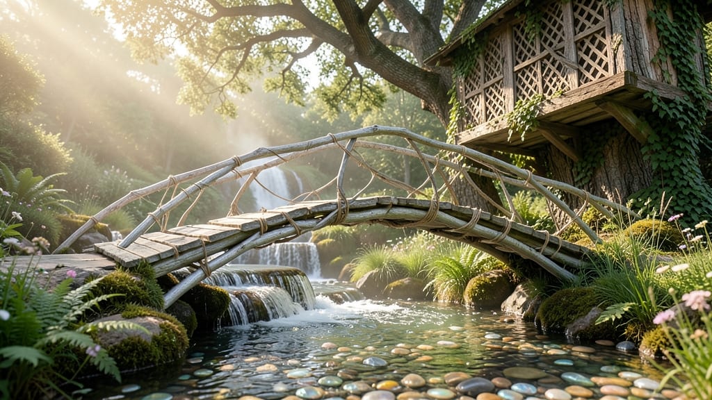 Fairy Bridge and Waterfall Tree House