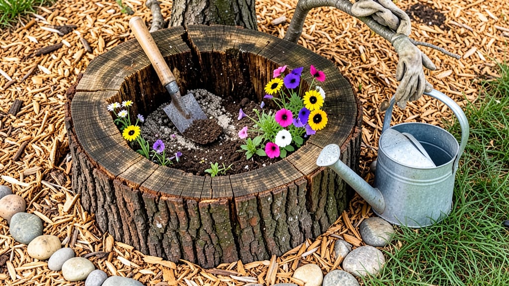 Planting Flowers in Tree Stumps: Bold Vertical Garden That Stands Out Year-Round